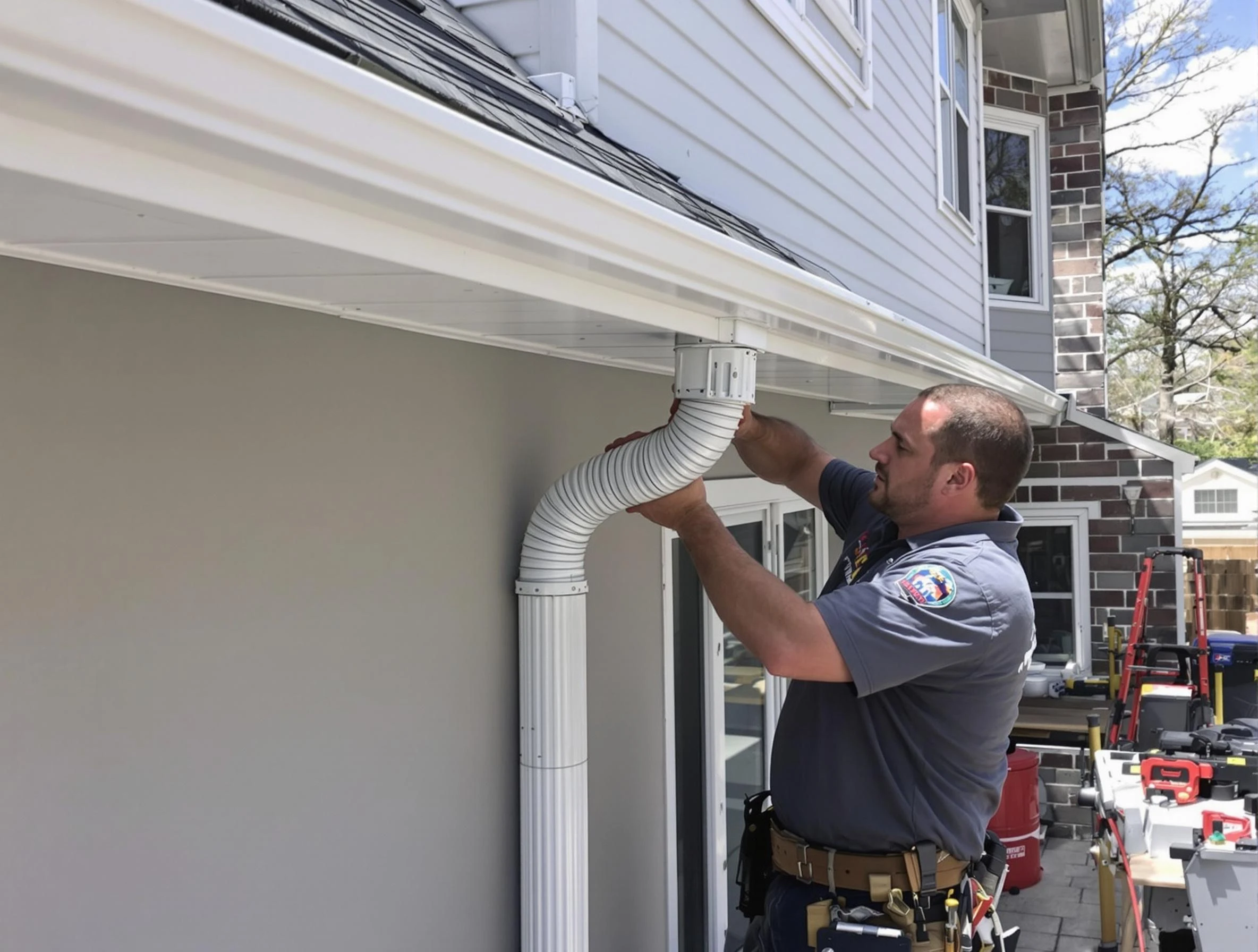 Downspouts installed by Tallmadge Roofing Company to guide water away in Tallmadge, OH