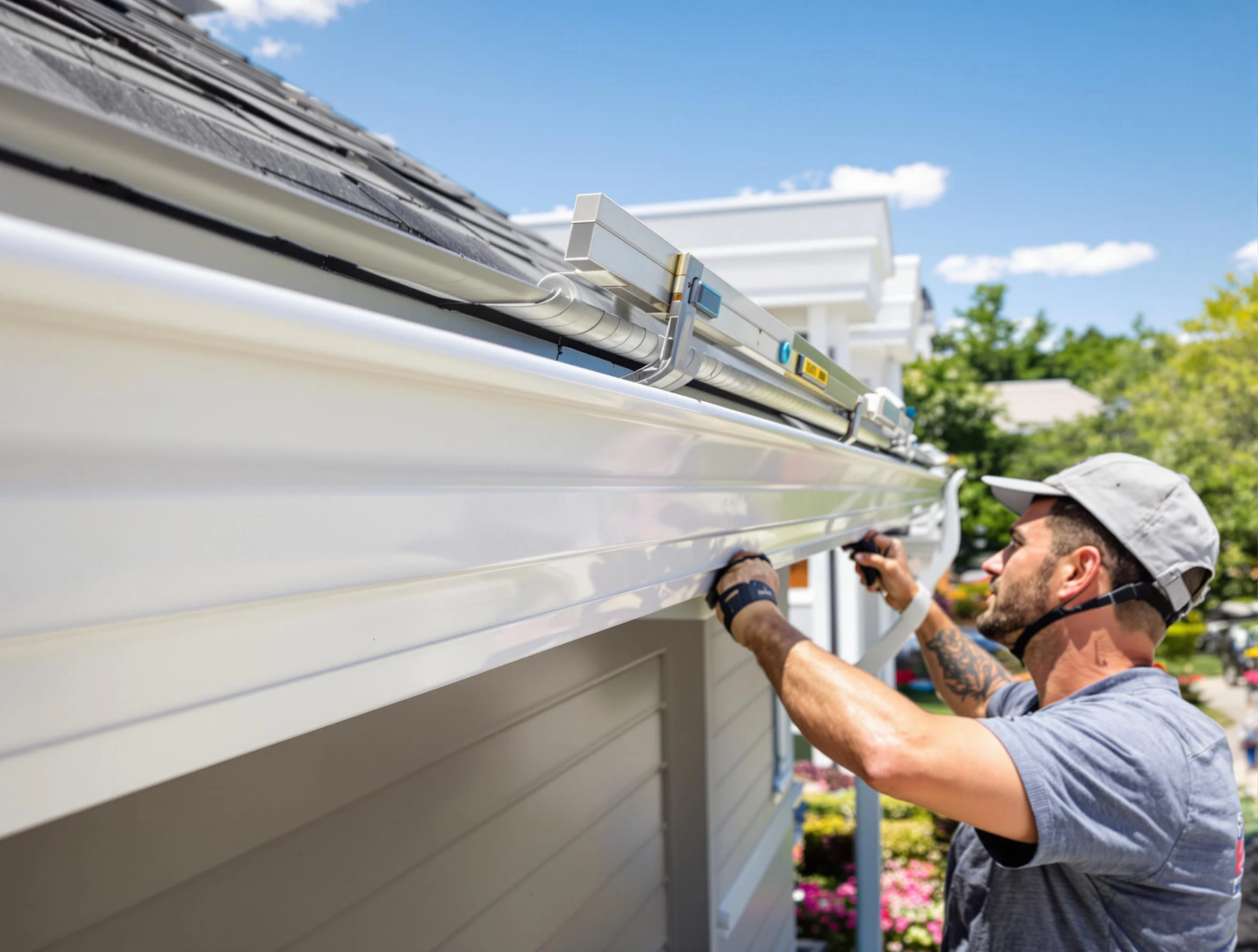 Newly installed gutters by Tallmadge Roofing Company for a home in Tallmadge, OH